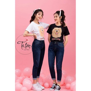 Tà Tưa Clothes Áo phông 2 màu in hình chó lông xù chow chow