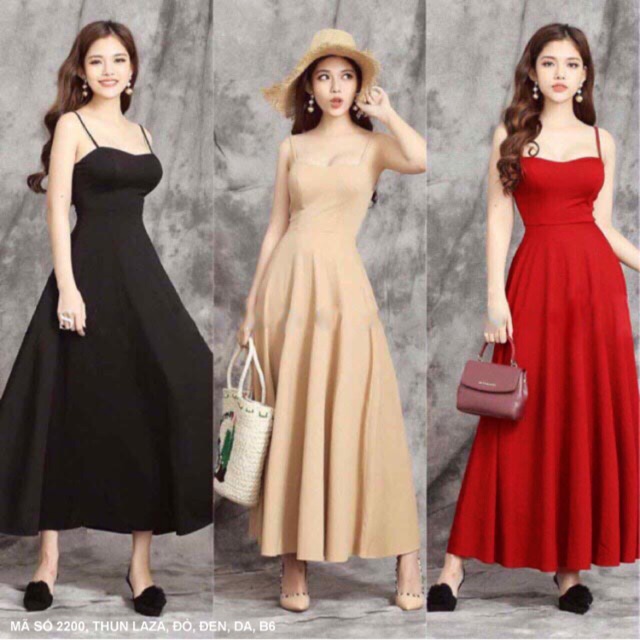 Đầm váy thun maxi xoè cúp ngực 2 dây hàng thiết kế cao cấp (hàng có nhiều size)