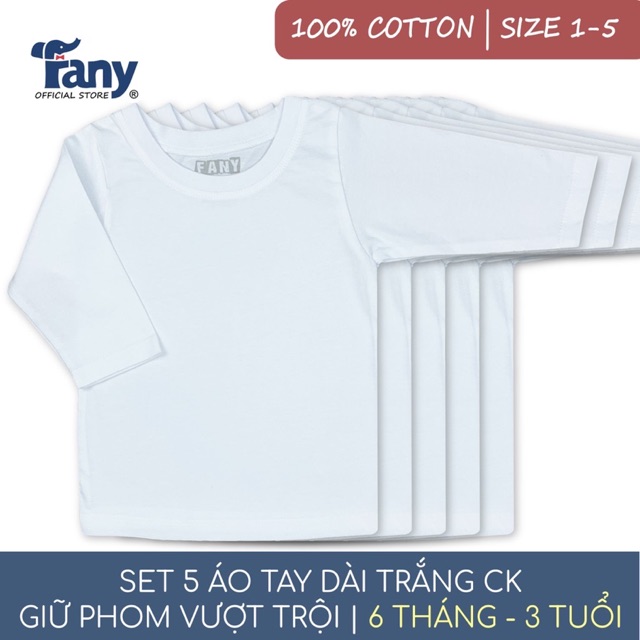 1 cai Áo thun trắng dài tay cho bé 0-3 tuổi hàng Fany 100% cotton