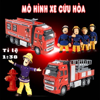 Mô hình xe cứu hỏa - tỉ lệ 1:38 - đèn nhạc - chạy trớn