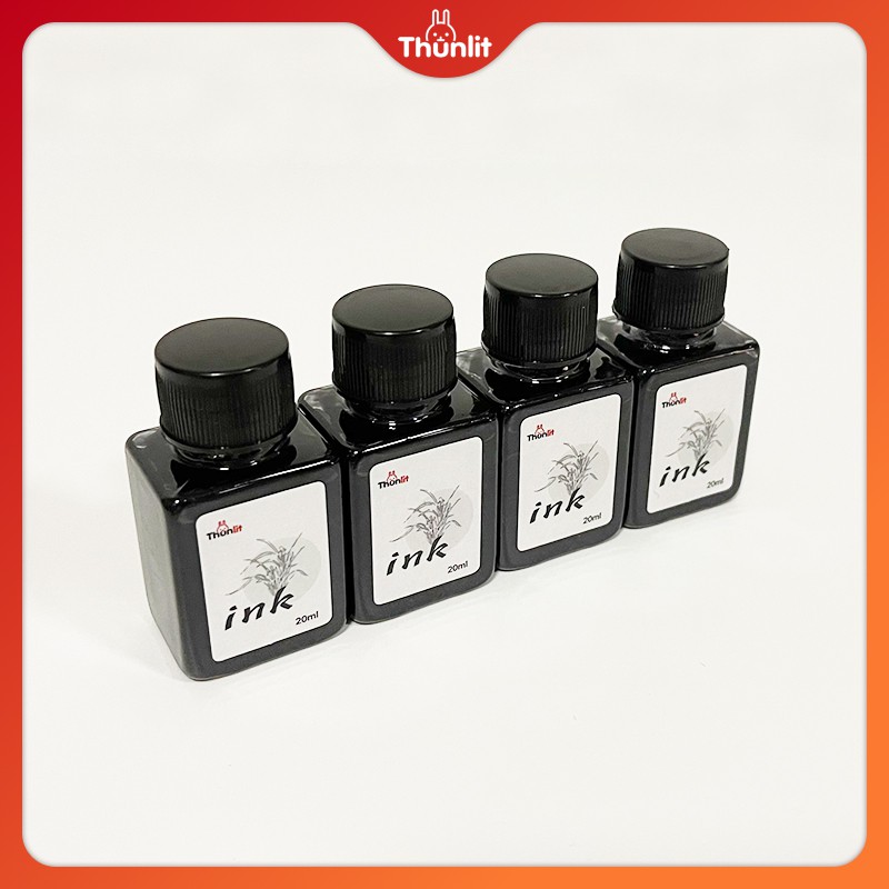 Lọ mực bút máy Thunlit màu đen viết mịn mượt tiện dụng 20ml