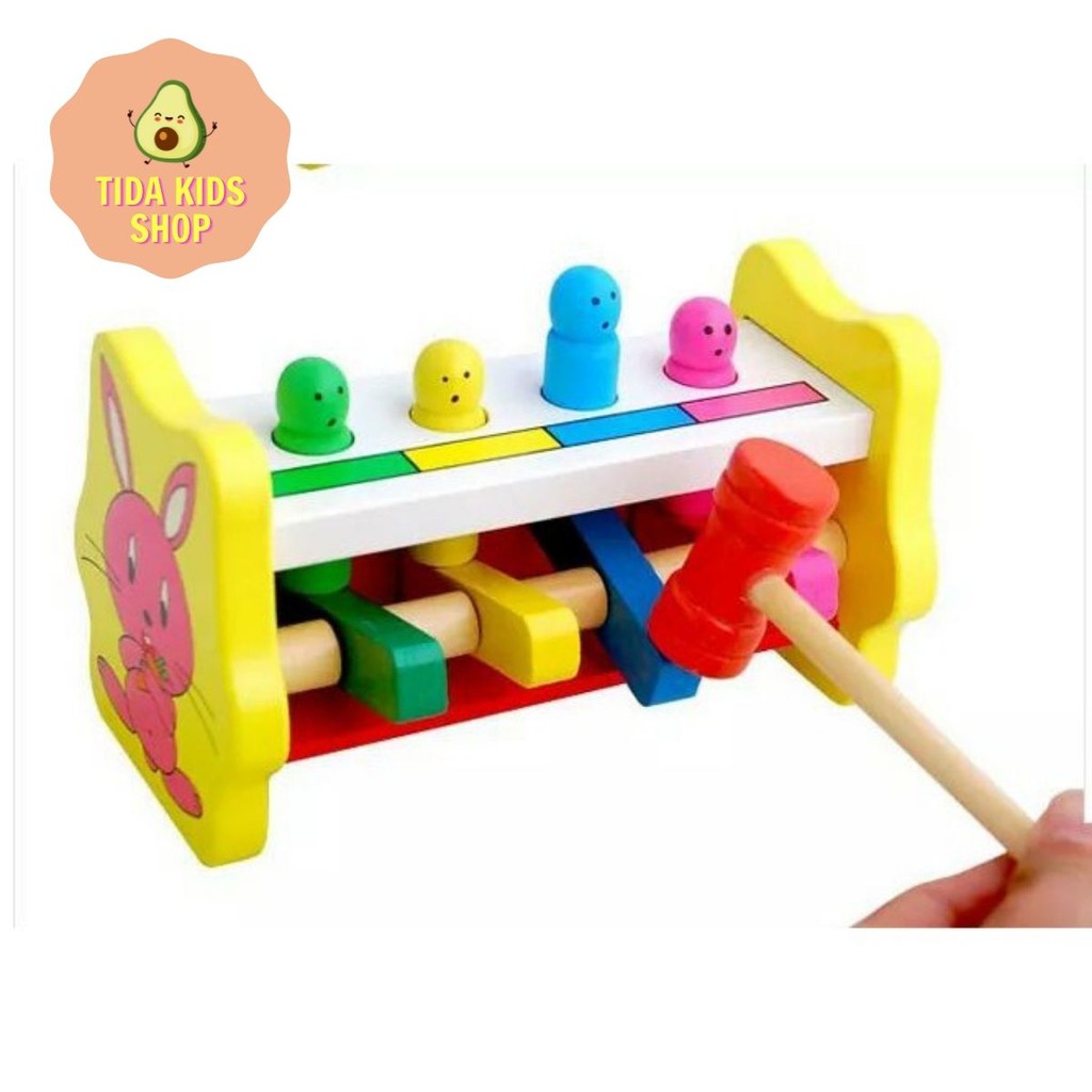 Đồ Chơi Gỗ TIDA KIDS SHOP, Đồ Chơi Giáo Dục WoodenToy Percussion Đập Chuột Hình Con Thỏ Cho Bé Giá Tốt