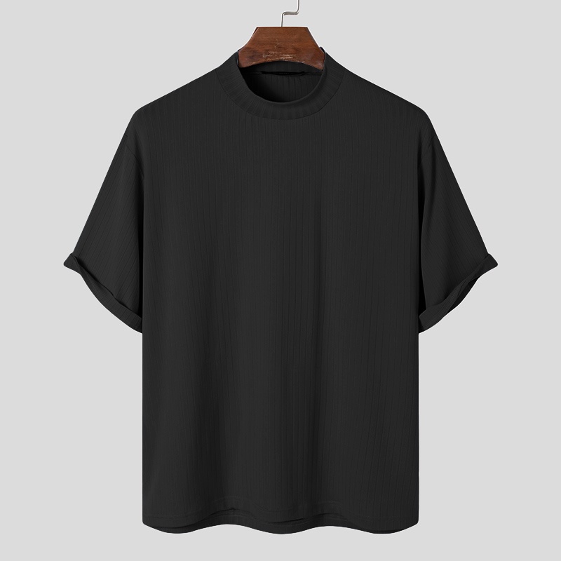 Áo Thun Nam Cổ Rùa Tay Lửng Màu Trơn