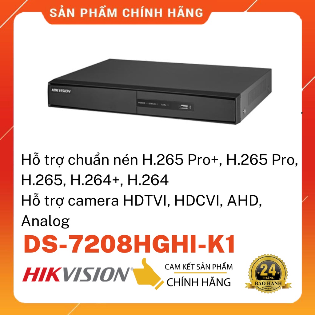 Đầu ghi hình HD-TVI 8 kênh TURBO 3.0 HIKVISION DS-7208HGHI-F1/N