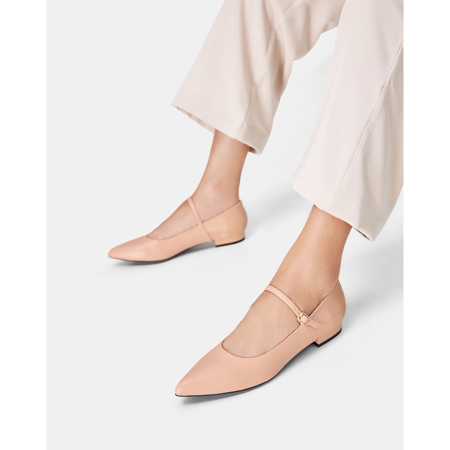 Giày Búp Bê 3cm Thời Trang JUNO Mũi Nhọn Quai Ngang BB03091