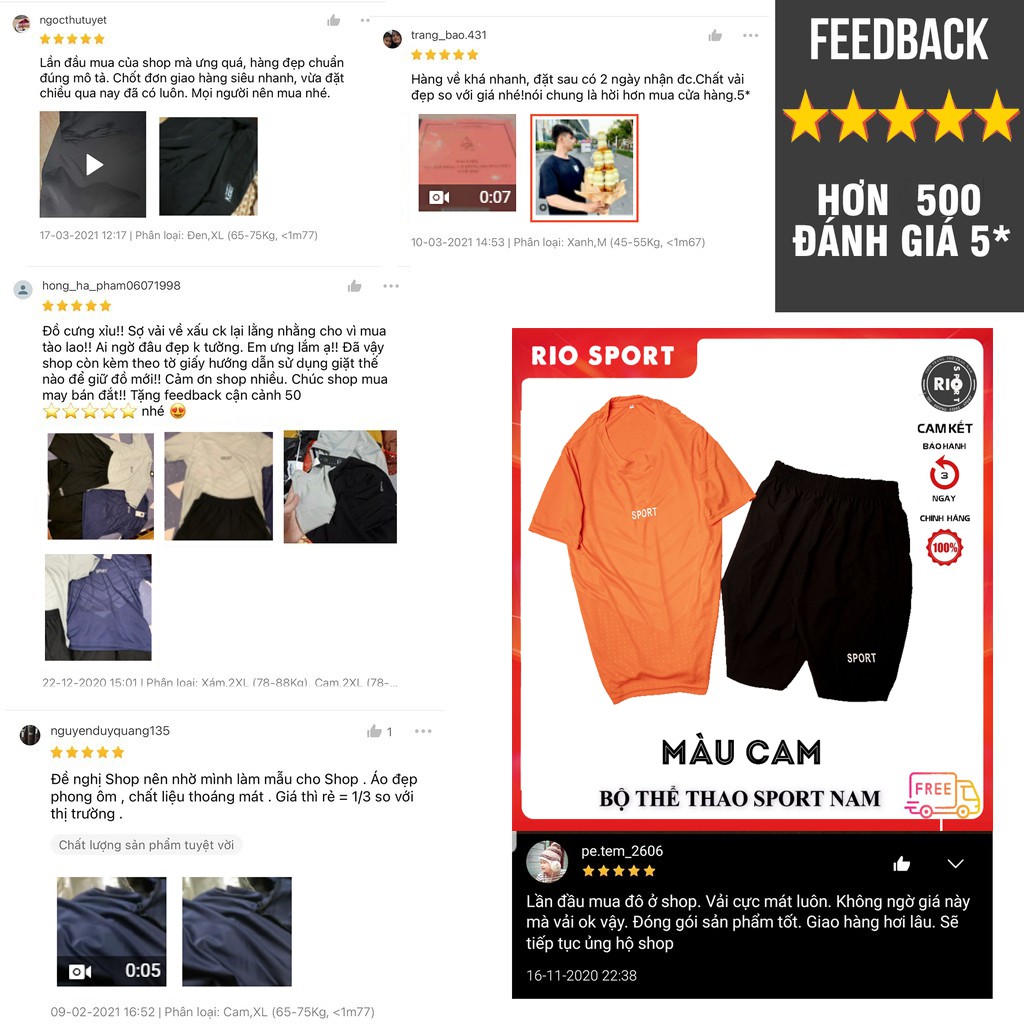 Bộ Thể Thao Nam Sport 2021 ♦️ MÃ 𝐃𝐎𝐕𝐀𝟏𝟎 GIẢM 𝟏𝟎𝐤 ĐƠN 𝟐𝟓𝟎𝐊  ♦️ Chất thun lạnh co dãn 4 chiều - RIO SPORT | BigBuy360 - bigbuy360.vn