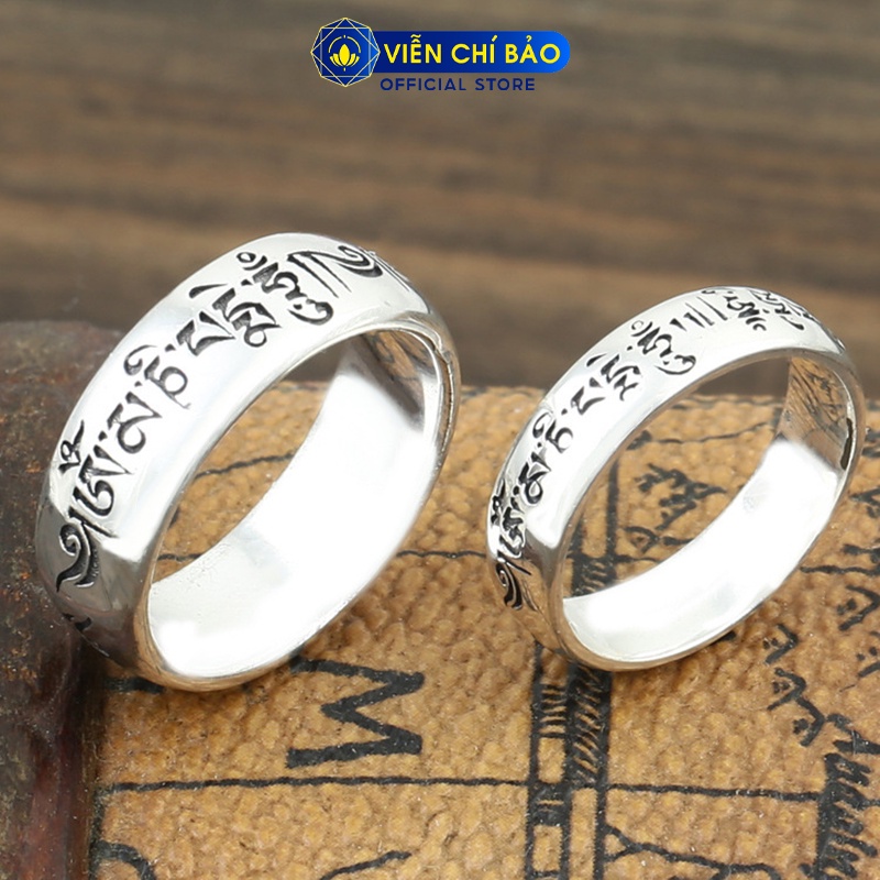 Nhẫn bạc nam Lục Tự Đại Minh Chân Ngôn bản trơn nhiều size chất liệu bạc Thái S925 thương hiệu Viễn Chí Bảo N100015
