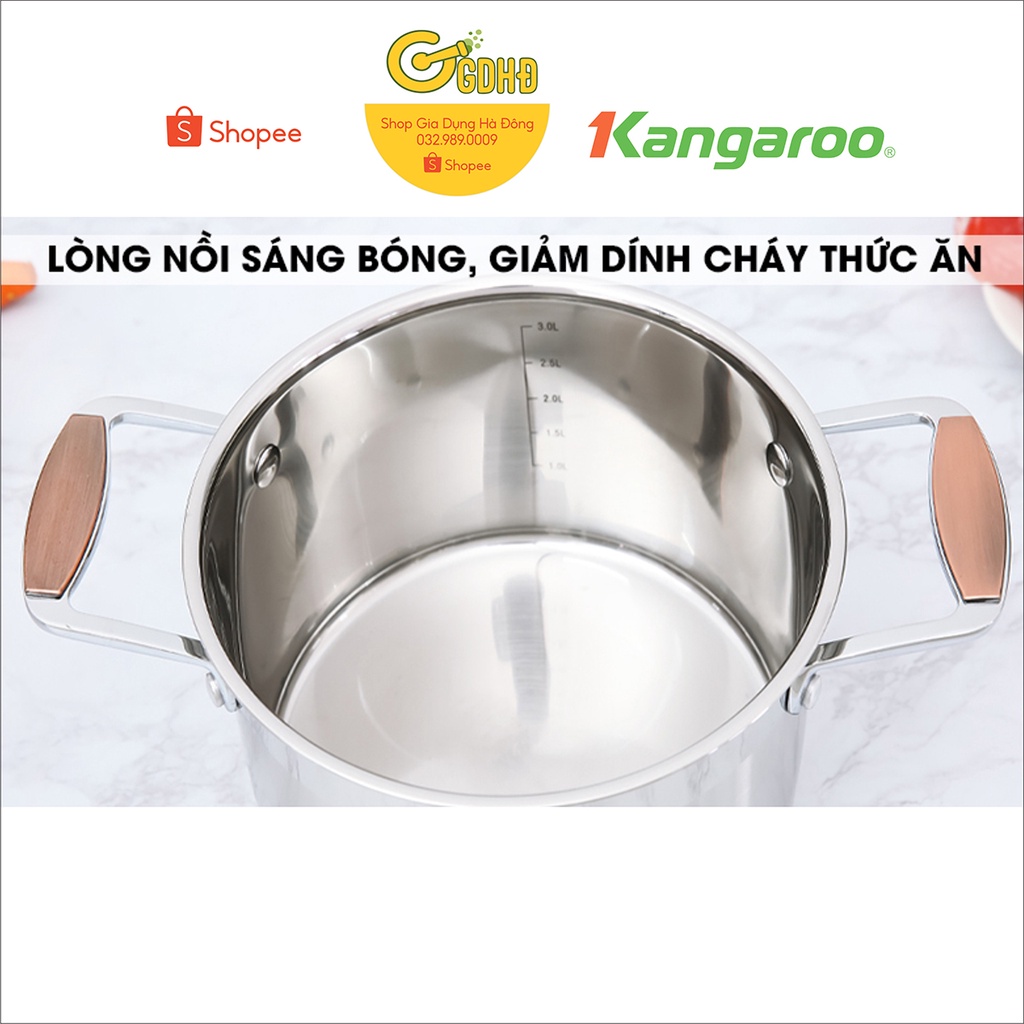 KG3CS226 - Nồi inox 5 đáy Kangaroo bếp từ chính hãng đường kính nồi 26cm, Bảo hành chính hãng