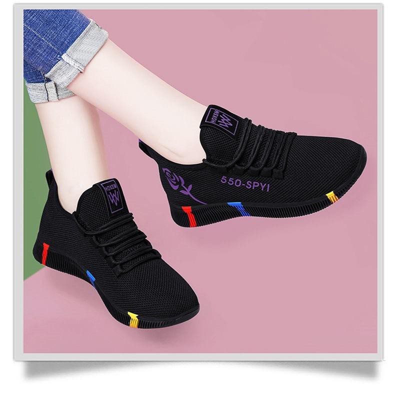 Giày nữ thể thao sneaker - đế 3 vạch gót hoa hồng có 2 màu