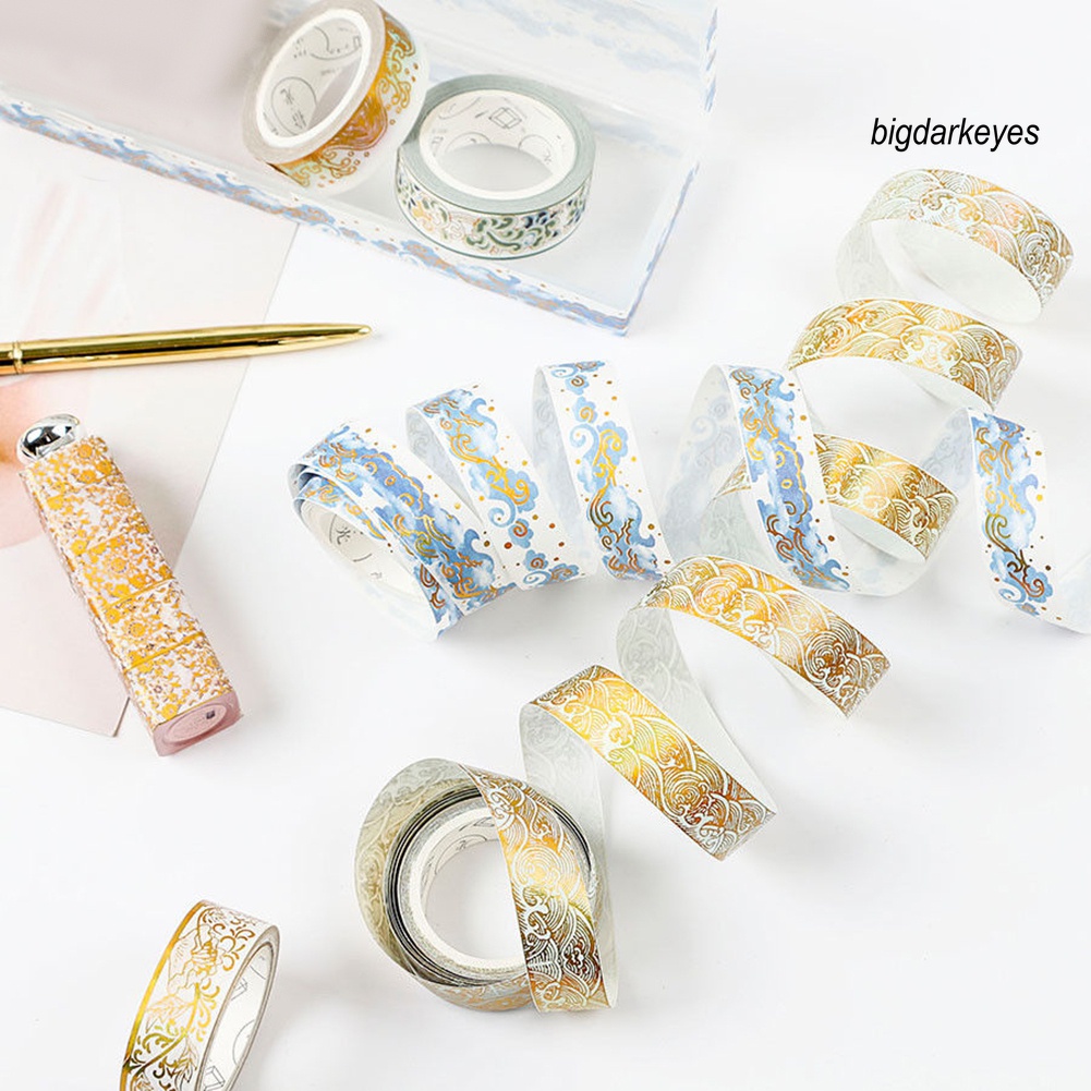 Nyt- Băng Dính Giấy Washi Lá Vàng Kim Tuyến Trang Trí Thủ Công Phong Cách Trung Quốc