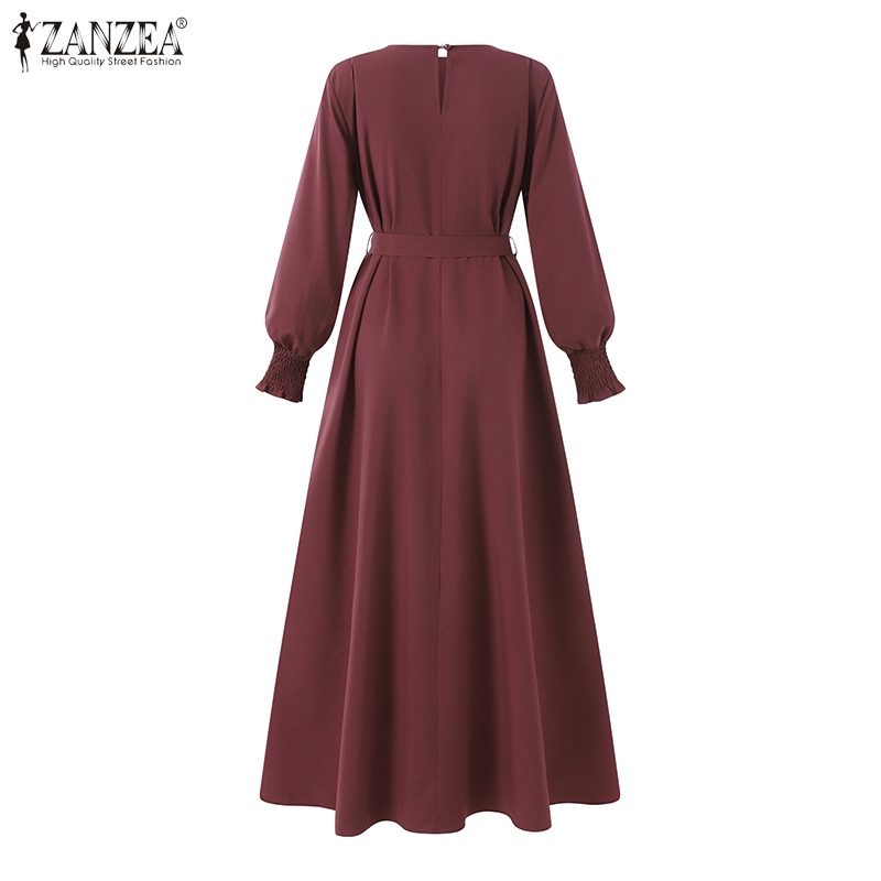 Váy maxi Zanzea màu trơn thiết kế hai lớp thời trang thanh lịch cho nữ