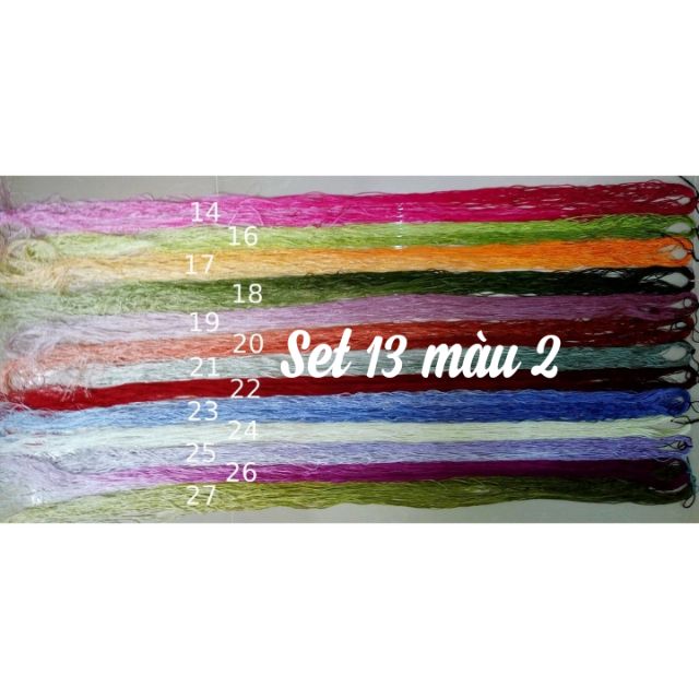 Set chỉ tơ bóng loang màu 13 màu