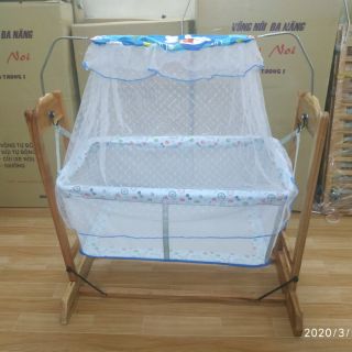 Nôi gỗ đưa tay( Không điện)