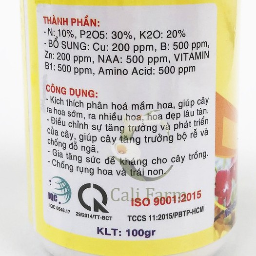 Phân bón lá Cao Cấp NPK 10-30-20 Nhập khẩu Mỹ 100g- Kích ra hoa, hoa to đẹp, lâu tàn