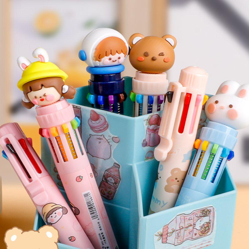 Bộ Bút Bi 10 Màu Hình Gấu Dễ Thương