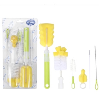 Bộ cọ rửa ly, bình sữa, bình nước cho bé cao cấp 6 chi tiết