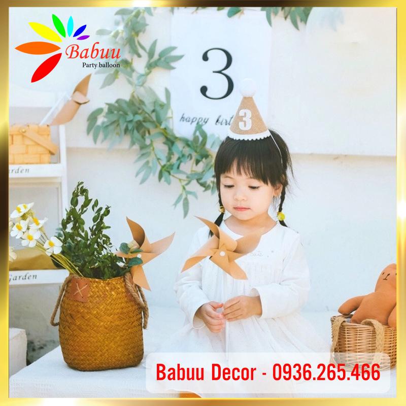 Mũ dạ sinh nhật kèm số tuổi phong cách Hàn Quốc Babuu Decor