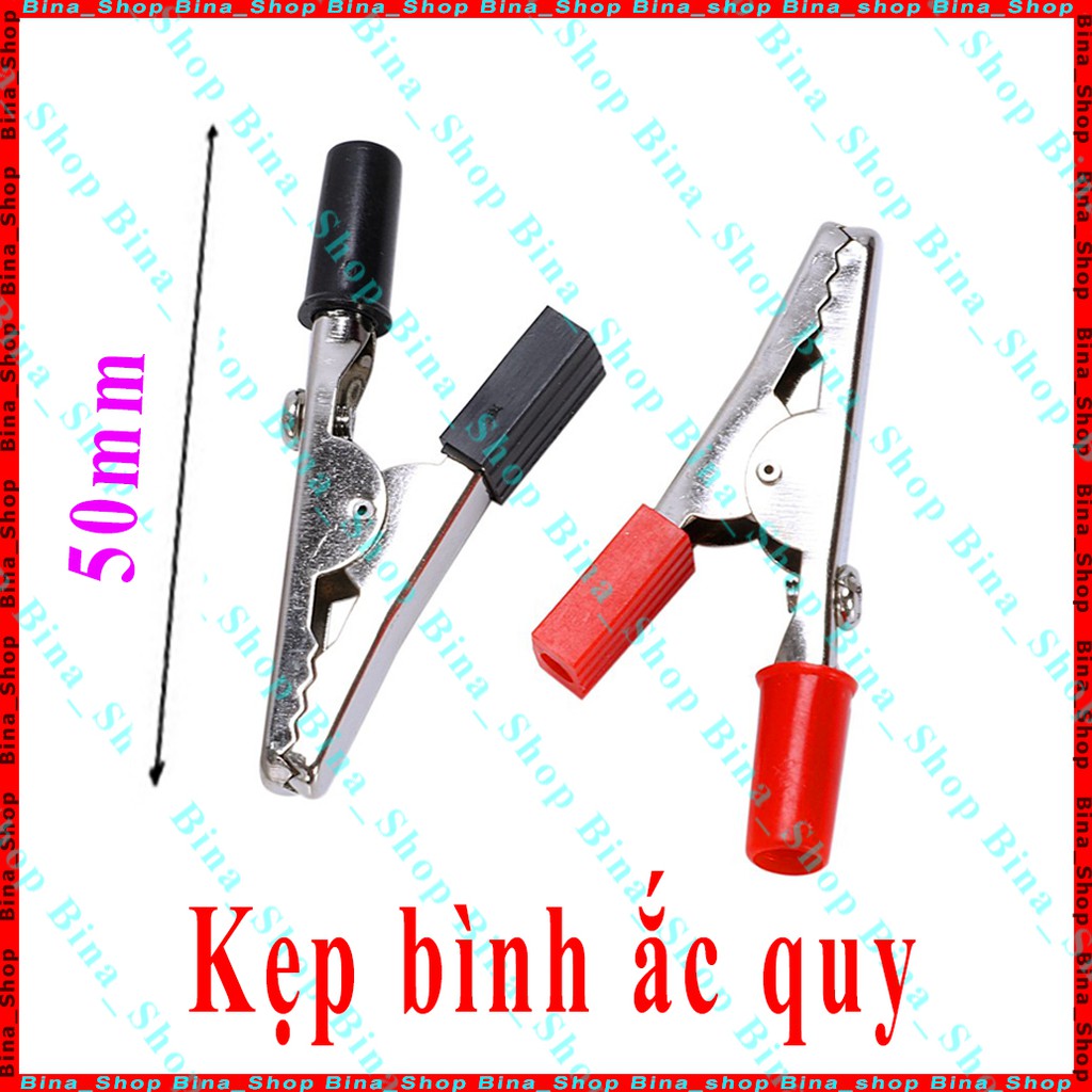 Đầu kẹp ắc quy 50mm, kẹp cá sấu đỏ/đen (tự chọn)