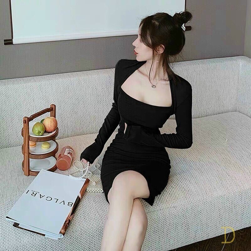 đầm ôm borip tay dài kiểu chùm vai