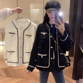 Áo len lông thỏ mix dạ tweed