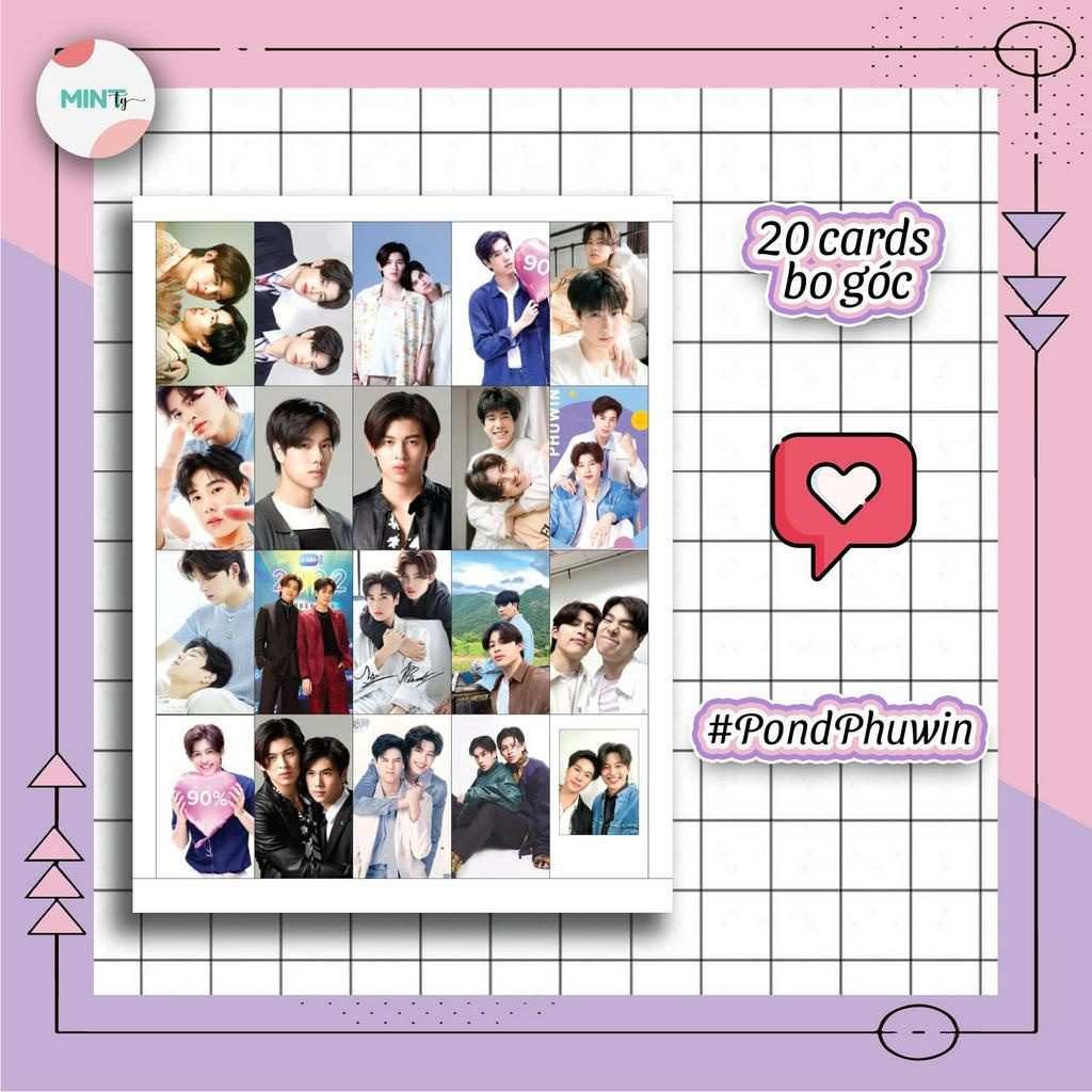[CẮT SẴN - Handmade] Set 20 Cards - Hình bo góc cặp đôi Pond Phuwin
