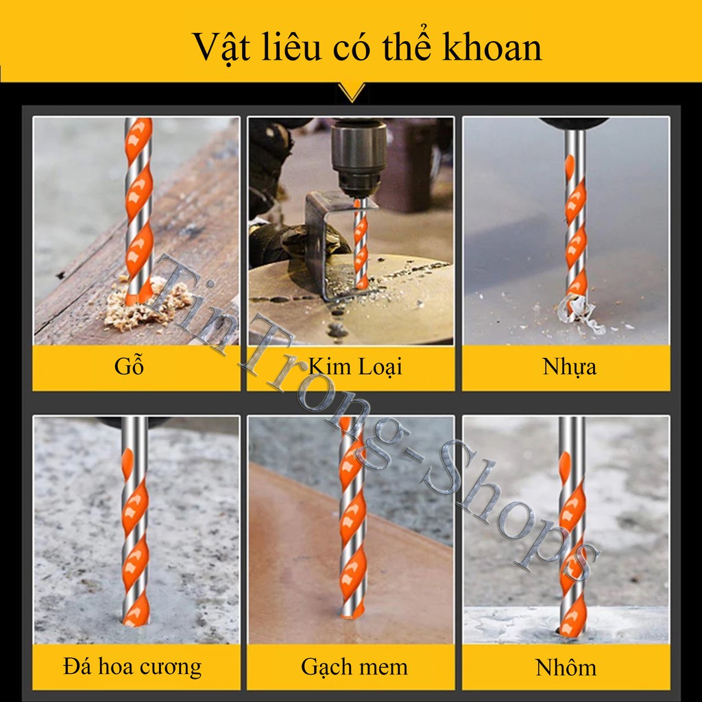 Mũi khoan đa năng , 6mm, 8mm, 10mm, 12mm thích hợp cho mọi vật liệu.