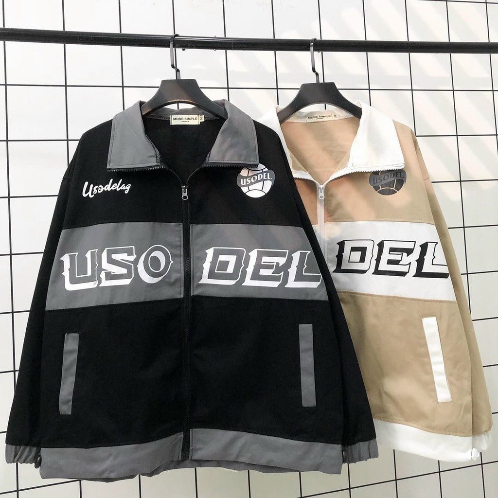 Áo khoác Jacket Trơn form rộng in chữ SO-DE vải kaki 1 lớp Unisex nam nữ (Ảnh thật/Có sẵn)