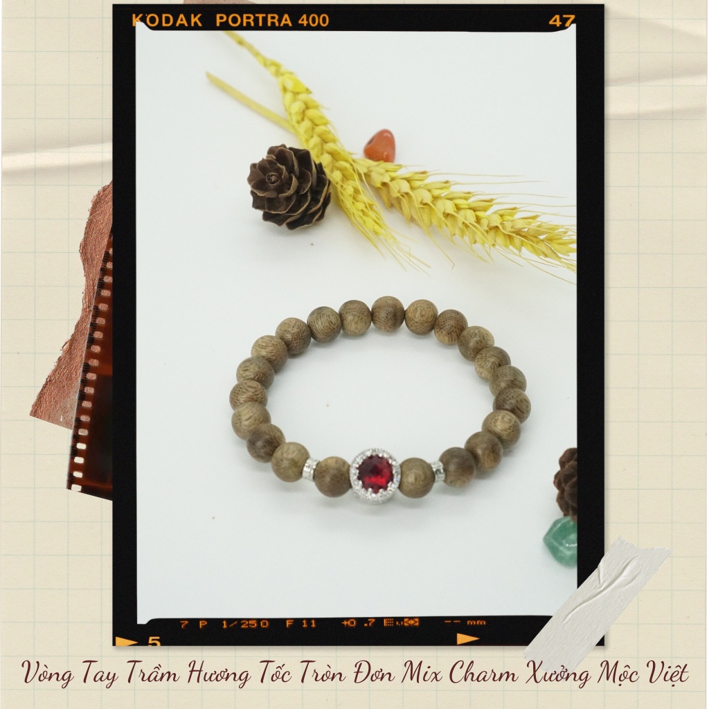 Vòng Tay Trầm Hương Mix Charm Đá Tự Nhiên - trầm Tốc Xưởng Mộc Việt | Vòng Đơn 8MM | BigBuy360 - bigbuy360.vn