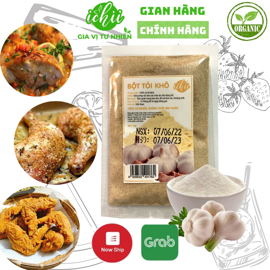 Bột tỏi khô ICHII , Bột tỏi khô nguyên chất gia vị nấu ăn gói 10g