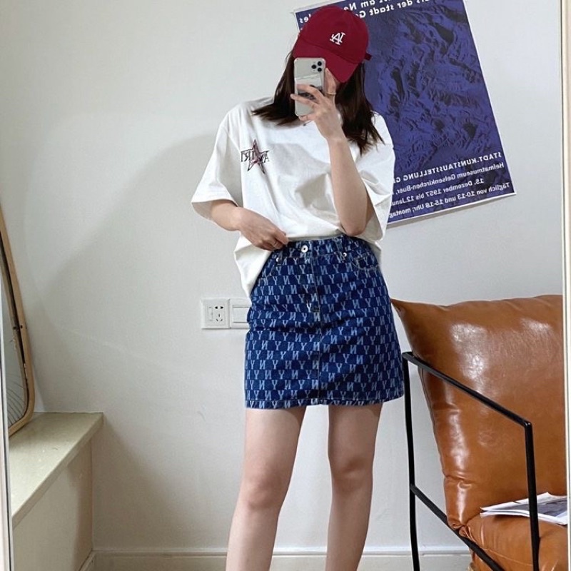 CHÂN VÁY JEAN CHỮ A DENIM M.L.B - NY