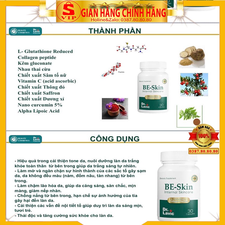 [Auth - MUA 1 TẶNG 1] Viên uống trắng da toàn thân Dr.Lavic dưỡng trắng căng bóng da/ Dưỡng trắng da,đánh bay làn da màu