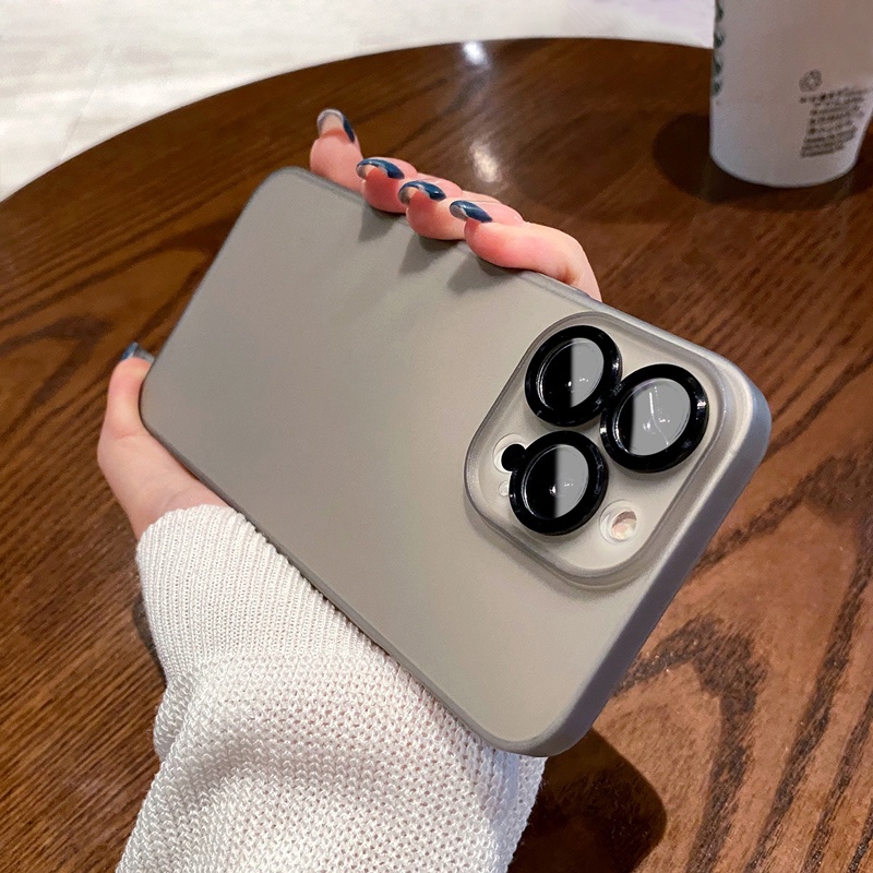 Ốp Điện Thoại Mềm Nhám Siêu Mỏng Chống Sốc Có Miếng Bảo Vệ Ống Kính Cho iPhone 11 12 13 Pro Max