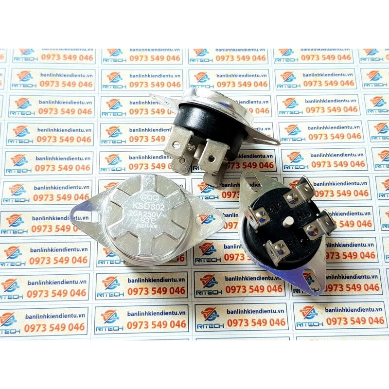 Rơ Le Nhiệt KSD302 75°C - 95°C 250V 20A Thường Đóng 4 Chân