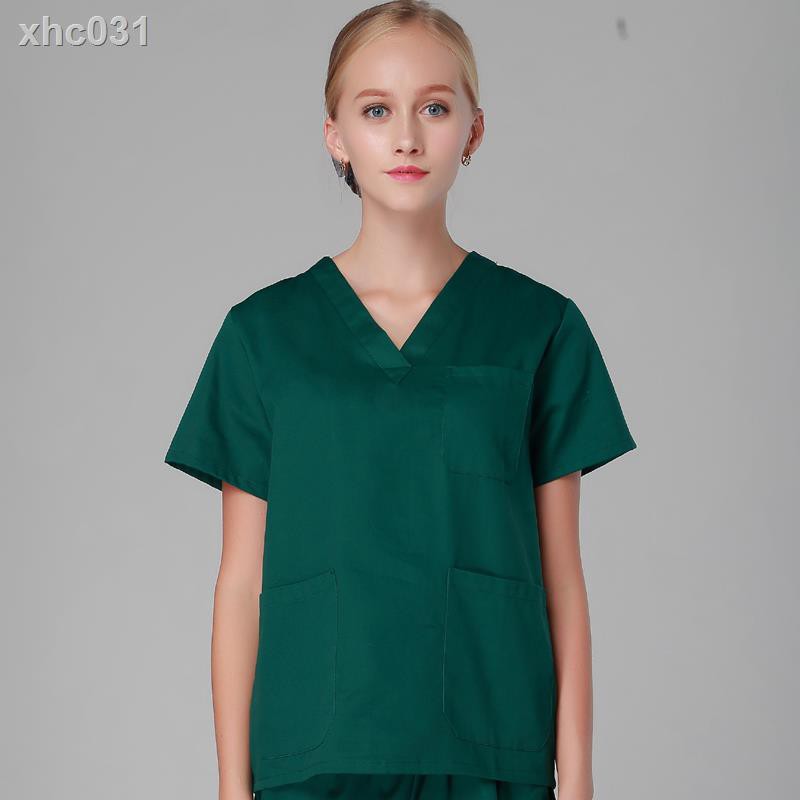 Bộ đồ phẫu thuật ngắn tay xẻ tà phong cách mùa hè dành cho y tá/bác sĩ
