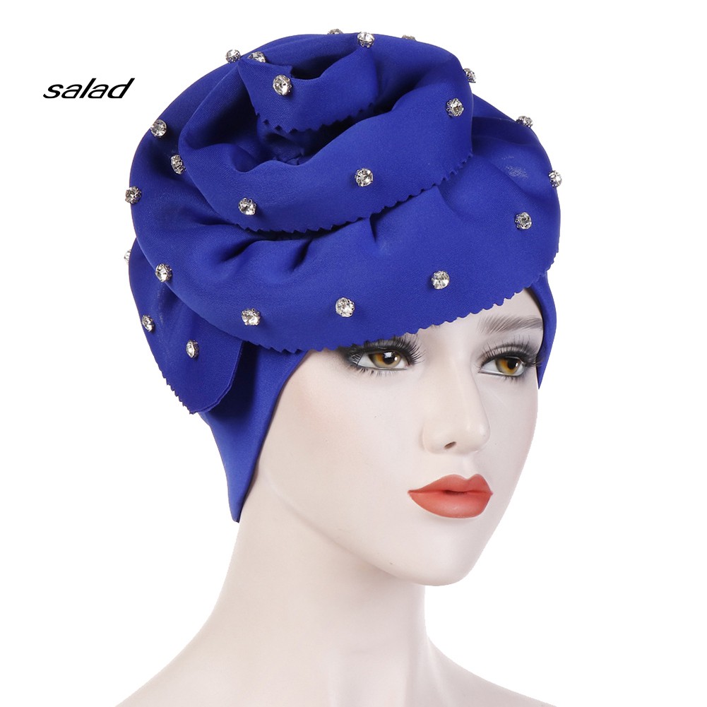 Mũ Trùm Đầu Màu Trơn Đính Đá Phong Cách Hồi Giáo Cho Nữ