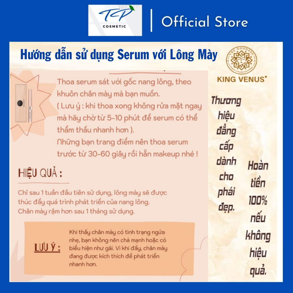 Serum Dưỡng Mi KING VENUS: Dưỡng lông mi lông mày dài, rậm tự nhiên.