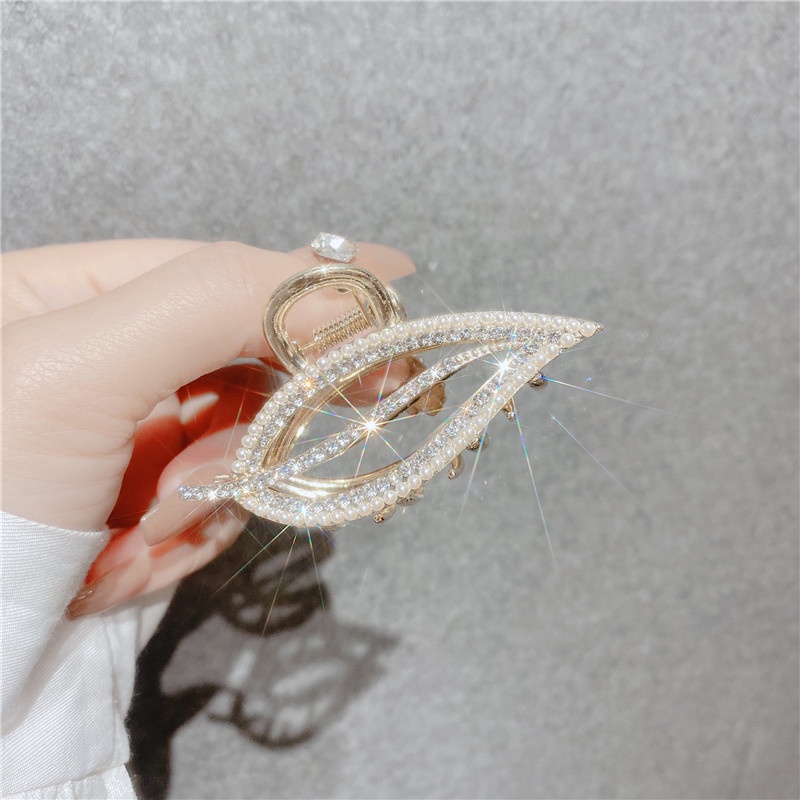 Kẹp Tóc Hợp Kim Hình Lá Đính Đá Sang Trọng Ulzzang Cho Nữ - Dumi Shop