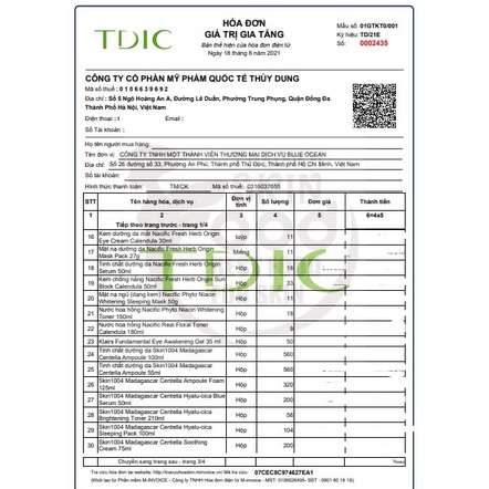 Tinh chất rau má giảm mụn, phục hồi, dưỡng trắng da Hàn Quốc Skin1004 Madagascar Centella Ampoule