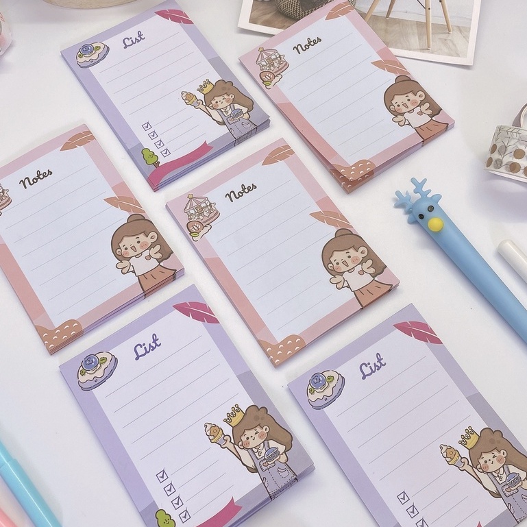 Giấy note cô gái dễ thương 2 - giấy ghi chú dễ thương - Guden Stationery