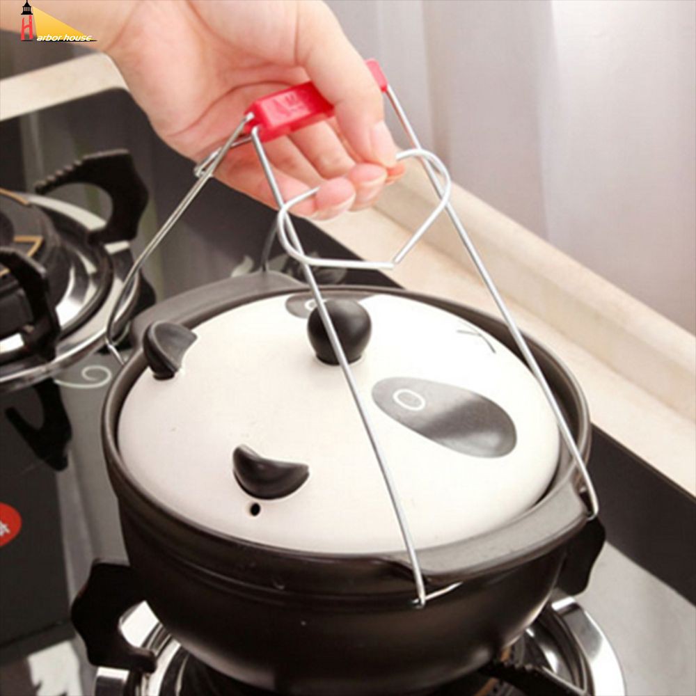 Dụng Cụ Kẹp Gắp Chén Dĩa nóng bằng thép không gỉ có thể gấp gọn tiện dụng cho nhà bếp ( CÁN ĐỎ )