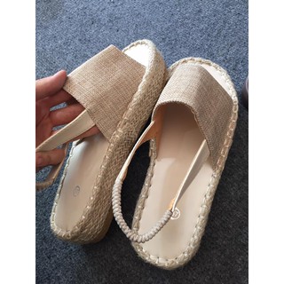 sandal quai ngang đế cói