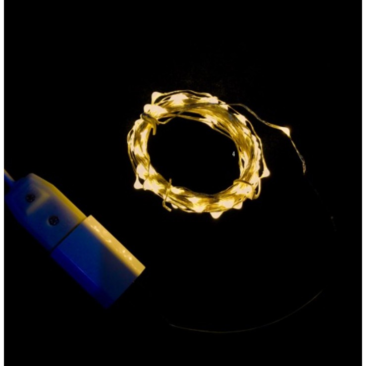 Đèn Dây Led Đom Đóm 2m Trang Trí Dùng Pin Hạt Nút