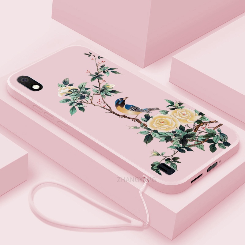 Ốp Điện Thoại TPU Mềm Họa Tiết Hoa Và Chim Có Dây Đeo Cho Samsung a10