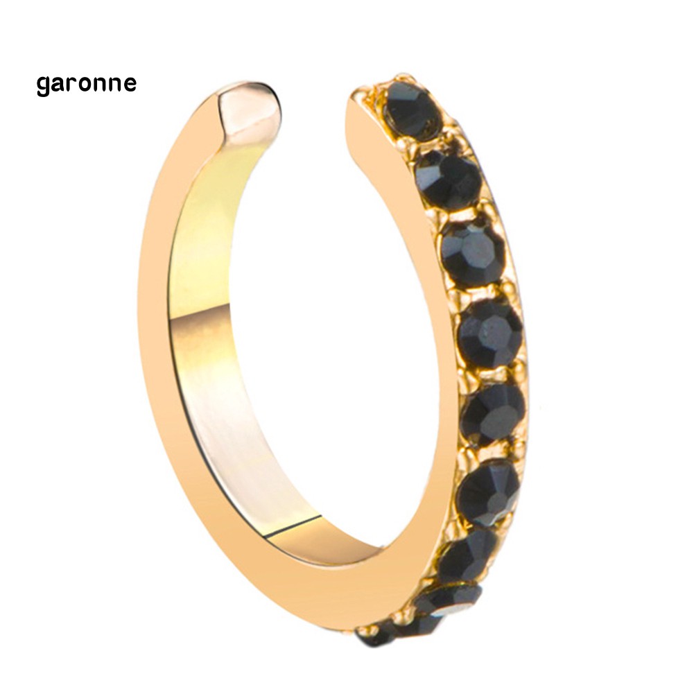 GA_1Pc Women Rhinestone Inlaid U Shape Ear Clip Earring Non Piercing Jewelry Gift