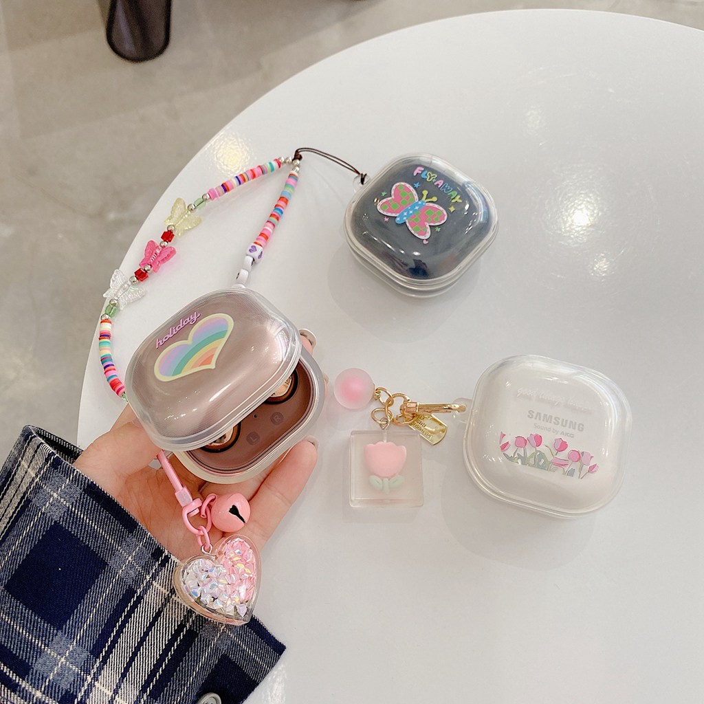 Vỏ Bảo Vệ Hộp Sạc Tai nghe không dây samsung galaxy buds live / pro / 2 Bằng tpu Mềm Họa Tiết Hoa tulip Chống Rơi Chống Bụi