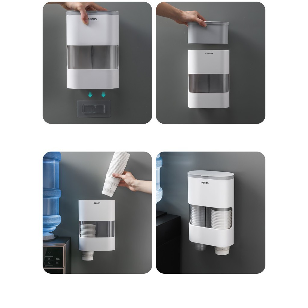 Kệ Úp Cốc Giấy Dán Tường OENON Có Ngăn Để Trà và Cafe Tiện Lợi