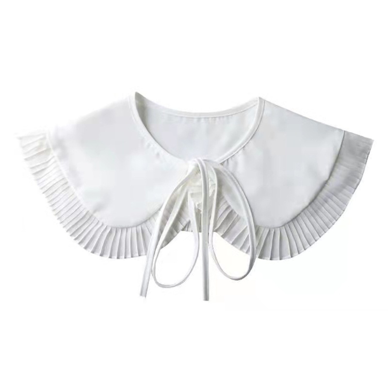 Yoioi Khăn Choàng Cổ Mini Xếp Li Giả Voan Phối Bèo Màu Trắng Cho Học Sinh
