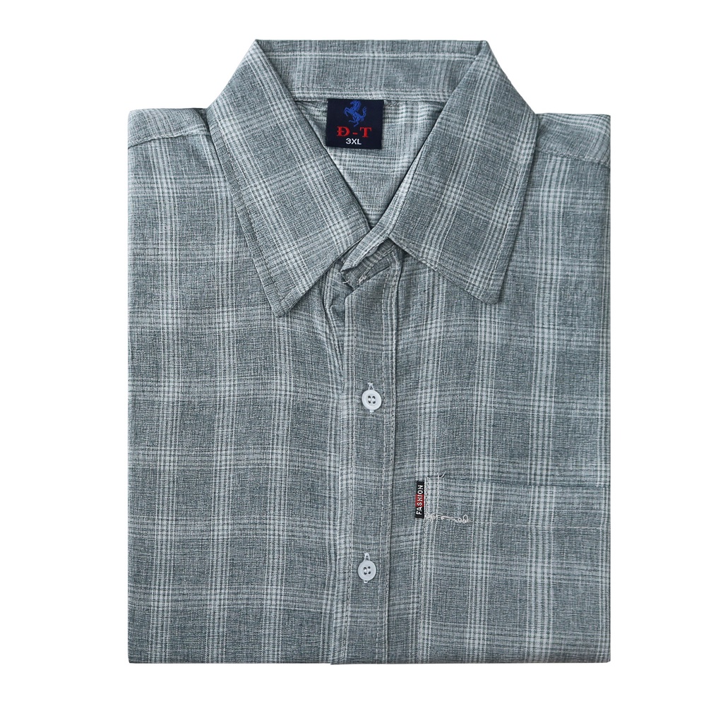 Áo sơ mi nam trung niên tay ngắn vải đũi kẻ sọc lạ mắt màu sắc nhã nhặn FHDA010_1