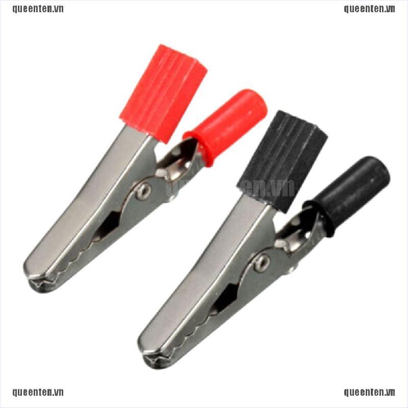 2Pcs Red Black Alligator Clip Clamp to 4mm Banana Female Jack Test Adapter 55mm QUVN