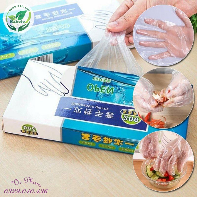 Hộp 100 Găng Tay Ni Lông (Nylon) Vệ Sinh An Toàn - Tránh Tiếp Xúc Với Vi Khuẩn.